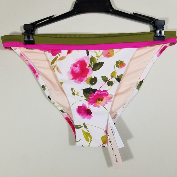 NANETTE LEPORE Silk Blossom-White Classic Swim Top and Bottom, Bathing Suit - Picture 14 of 16